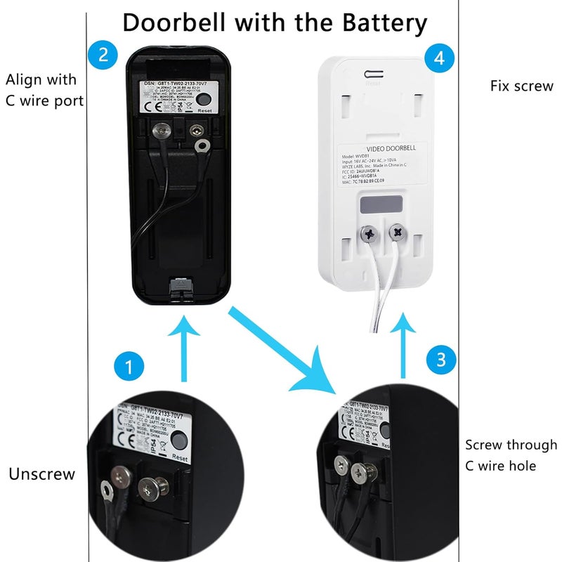 TEKCAM 24V Doorbell Transformer Compatible with WYZE Doorbell v2, AOSU Doorbell, XTU Doorbell, 16ft Doorbell Power Adapter, Black (No Doorbell) - Image 3